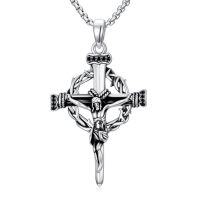 wholesale Nail Cross Necklace For Men Sterling Silver Nail Cross Pendant Religious Faith Christian Jewelry Birthday Christmas Gifts For Men Women Dad Husband Son Friend -style_name:Jesus