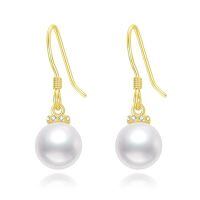 TOUPOP 14k Gold Pearl & Moissanite Dangle Earrings-style_name:pearl moissanite