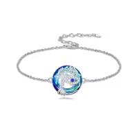 TOUPOP Sterling Silver Blue Crystal Evil Eye Hamsa Tree Of Life Bracelet-style_name:Evil Eye