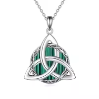 TOUPOP 925 Sterling Silver Celtic Knot Necklace Irish Jewelry Gifts-style_name:1-Celtic Knot Necklace(Malachite)