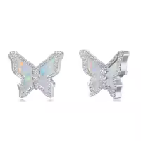 TOUPOP Sterling Silver Crystal Dolphin Butterfly Sea Turtle Frog Axolotl Stud Earrings-style_name:Butterfly Earrings-A