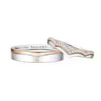TOUPOP Sterling Silver/10k/14k/18k Moissanite Engraved Wedding Ring Set For Couples-style_name:D Moissanite Wedding Ring Set