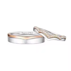 D Moissanite Wedding Ring Set