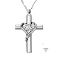 TOUPOP Sterling Silver Birthstone Cross Urn Necklace For Ashes Memorial Keepsake-color_name:04-April-Synthetic Diamond