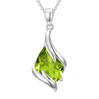 TOUPOP 925 Sterling Silver Teardrop Birthstone Pendant Fine Jewelry Gift-color_name:08-August-Peridot