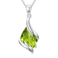 wholesale Birthstone Necklace For Women 925 Sterling Silver Teardrop Pendant Fine Jewelry Birthday Christmas Gifts For Women Her Wife Girlfriend -color_name:08-August-Peridot