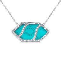 wholesale 925 Sterling Silver Necklace For Women Hexagon Gemstone Pendant Necklace Fine Jewelry Birthday Christmas Gifts For Women Her -color_name:Turquoise