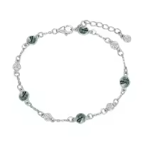 TOUPOP 925 Sterling Silver Natural Stone Ankle Bracelet-color_name:Moss Agate,size_name:Bracelet 7"-9"