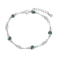 wholesale Anklet Bracelet For Women 925 Sterling Silver Natural Stone Chain Ankle Bracelet Beach Summer Fine Jewelry Birthday Christmas Gifts For Women Her Mom -color_name:Moss Agate,size_name:Bracelet 7"-9"