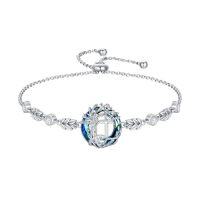 wholesale TOUPOP Tree Of Life Initial Bracelet 925 Sterling Silver A-z Letter Bracelet Blue Circle Crystal Jewelry Birthday Christmas Gifts For Women Her Girlfriend Mom -style_name:Tree of Life T
