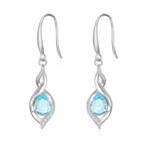 TOUPOP Sterling Silver Birthstone Earrings Infinity Love Jewelry Gift-color_name:03-March-Aquamarine