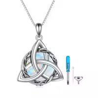 TOUPOP 925 Sterling Silver Celtic Knot Necklace Irish Jewelry Gifts-style_name:2-Celtic Knot Urn Necklace(White Opal)