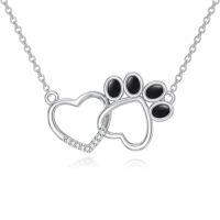 wholesale TOUPOP Heart Annimal Necklaces Sterling Silver Dog/horse/owl Necklace For Women Anniversary Birthday Christmas Gift For Sister Girlfriend Wife Mom -style_name:Heart and Paw Print Necklace