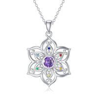 wholesale Abalone Lotus Necklace 925 Sterling Silver Lotus Flower Necklace Yoga Pendant Abalone Jewelry Christmas Gifts For Women -style_name:4-Chakra Lotus