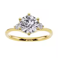 TOUPOP 10k/14k/18k Gold Moissanite Engraved Name Round Cut Engagement Rings-style_name:D Moissanite Ring