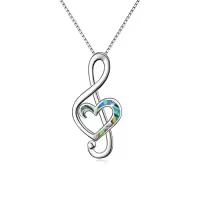 TOUPOP Sterling Silver Opal Rose Music Note Necklace-style_name:A- Abalone shell music note necklace