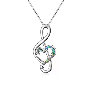 A- Abalone shell music note necklace