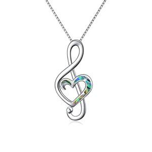 A- Abalone shell music note necklace