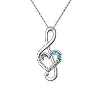 wholesale TOUPOP Sterling Silver Music Note Necklaces Created Opal Rose Necklace Gymnastics Jewelry Gifts For Women Teen Girls Dance Lovers Teacher -style_name:A- Abalone shell music note necklace