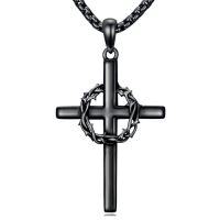 wholesale Crown Of Thorns Necklace For Men 925 Sterling Silver Cross Necklace Pendant Religious Christian Jewelry Christmas Gifts For Men -style_name:2-Crown of Thorns Cross Necklace-Black