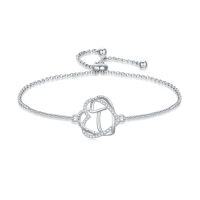 wholesale TOUPOP Gifts For Women Heart Initial Bracelet 925 Sterling Silver Double Heart Bracelet Birthday Jewelry Birthday Christmas Gifts For Her Wife Girlfriend -style_name:Initial T