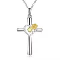 TOUPOP Sterling Silver Birthstone Birth Flower Necklace Christian Gifts-style_name:Nov