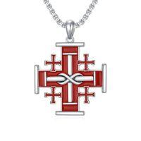 wholesale Cross Necklace 925 Sterling Silver Cross Pendant Christmas Fathers Day Birthday Gifts For Men Gifts For Father Gifts For Dad Brother Husband Son -style_name:K Jerusalem cross Red