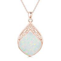 wholesale TOUPOP Gemstone Teardrop Necklace For Women 925 Sterling Silver Celtic Knot Pendant Irish Jewelry Anniversary Birthday Christmas Xmas Gifts For Her -style_name:Opal - Rose Gold Plated