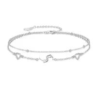 TOUPOP 925 Sterling Silver Sea Turtles Elephant Wave Cross Anklet-style_name:9-Dolphin