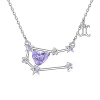 TOUPOP Sterling Silver Stone Astrology Zodiac Constellation Necklace-style_name:06_Gemini(5.21-6.21)_Alexandrite