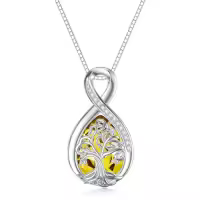 TOUPOP Sterling Silver Birthstone Tree Of Life Teardrop Infinity Necklace-color_name:11 November Birthstone