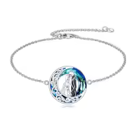TOUPOP Sterling Silver Crystal Nightmare Bracelet Jack Sally Skull Jewelry-style_name:Style 2