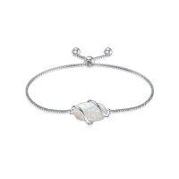 wholesale Bracelet For Women 925 Sterling Silver Dainty Simple Gemstone Link Bracelet Fine Jewelry Birthday Christmas Gifts For Women Her Mom (fully Adjustable To 9 Inches) -color_name:1A-Opal-October