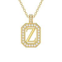 TOUPOP 14K Gold Moissanite Initial Letter Pendant Necklace-style_name:Z