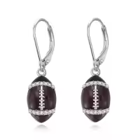 TOUPOP Sterling Silver Sports Earrings Baseball Basketball Volleyball Soccer Football Jewelry Gifts-style_name:Football Earrings