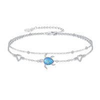 wholesale Ankle Bracelets For Women 925 Sterling Silver Layered Sea Turtles/elephant/wave/cross Anklet Summer Ocean Beach Jewelry Christmas Gifts For Women -style_name:8-Sea Turtle