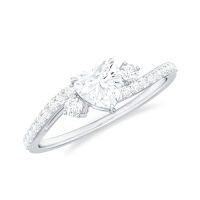 wholesale TOUPOP Personalized Moissanite Wedding Engagement Ring For Her 925 Sterling Silver/10k/14k/18k Solid Gold D Color Vvs1 Clarity Moissanite Rings For Women Anniversary Valentines Day Gifts For Wife Mom -style_name:A Moissanite Heart Ring