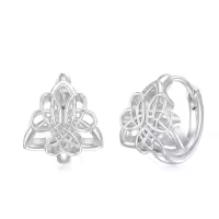 TOUPOP 925 Sterling Silver Celtic Knot Triangle Huggie Hoop Earrings Irish Gifts-style_name:3 Heart Celtic Earrings