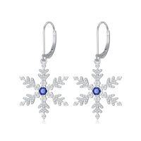 wholesale 925 Sterling Silver Snowflake Earrings For Women White/blue Cz Winter Snowflake Leverback Earrings Christmas Jewelry Gifts For Women -style_name:A-White Snowflake
