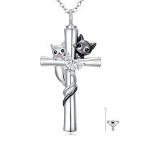 wholesale TOUPOP Cat Cross Urn Necklaces For Ashes S925 Sterling Silver Butterfly Cremation Jewelry Memorial Keepsake Jewelry With Funnel Filler For Women Men -style_name:2 Cat
