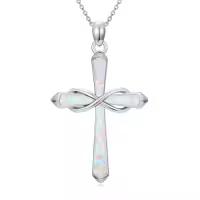 TOUPOP Sterling Silver Opal Infinity Stethoscope Musical Note Pendant Necklace-style_name:Infinity symbol