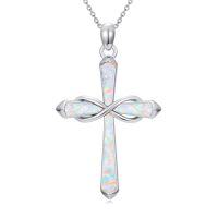 wholesale Opal Cross Necklace 925 Sterling Silver Infinity/stethoscope/musical Note Pendant Necklaces Faith Jewelry Christmas Gifts For Women Her -style_name:Infinity symbol