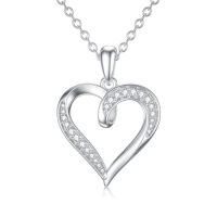 TOUPOP 14k Gold Moissanite Heart Pendant Necklace-color_name:White Gold
