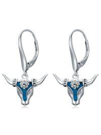 wholesale TOUPOP Cowgirl Earrings Western Earrings For Women Sterling Silver Turquoise Dangle Drop Western Jewelry For Women Country Cowgirl Jewelry Gifts For Her -style_name:Cow
