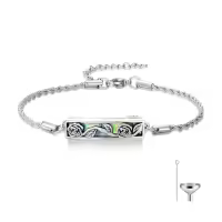 TOUPOP Sterling Silver Abalone Shell Cremation Jewelry Bracelet-style_name:Rose Flower Urn Bracelet
