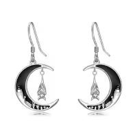 TOUPOP Sterling Silver Pumpkin Moon Earrings Halloween Dangle Gothic Gift-style_name:Bat