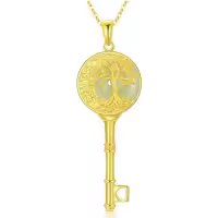 TOUPOP 14K Gold Plated Sterling Silver Jade Tree Of Life Necklace Celtic Family Jewelry Gift-style_name:Key Tree of Life