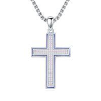 wholesale Cross Necklace 925 Sterling Silver Cross Pendant Christmas Fathers Day Birthday Gifts For Men Gifts For Father Gifts For Dad Brother Husband Son -style_name:F Cubic Zirconia Cross I