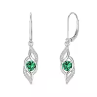 TOUPOP Sterling Silver Infinity Birthstone Earrings for Women-color_name:05-May.-Emerald