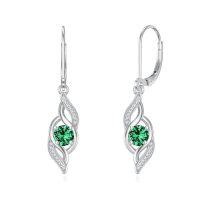 wholesale Infinity Birthstone Earrings For Women 925 Sterling Silver Birthstone Earrings Love Infinity Jewelry Birthday Anniversary Christmas Gifts For Her Girlfriend Wife -color_name:05-May.-Emerald